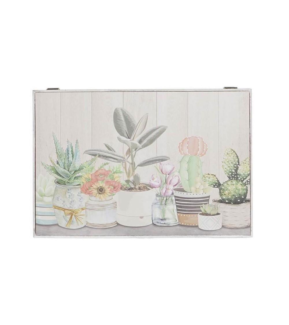 Dcasa Tapa contador luz o cuadro eléctrico de madera con macetas y cactus de 46x6x32 cm aloe vera