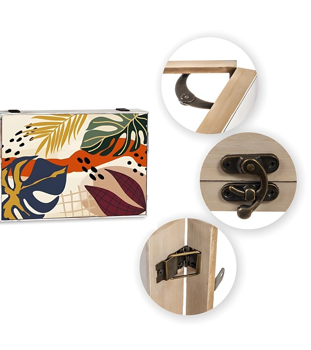 Dcasa Tapa Contador Luz O Cuadro Eléctrico De Madera Hojas Tropical De 46x6x32 Cm