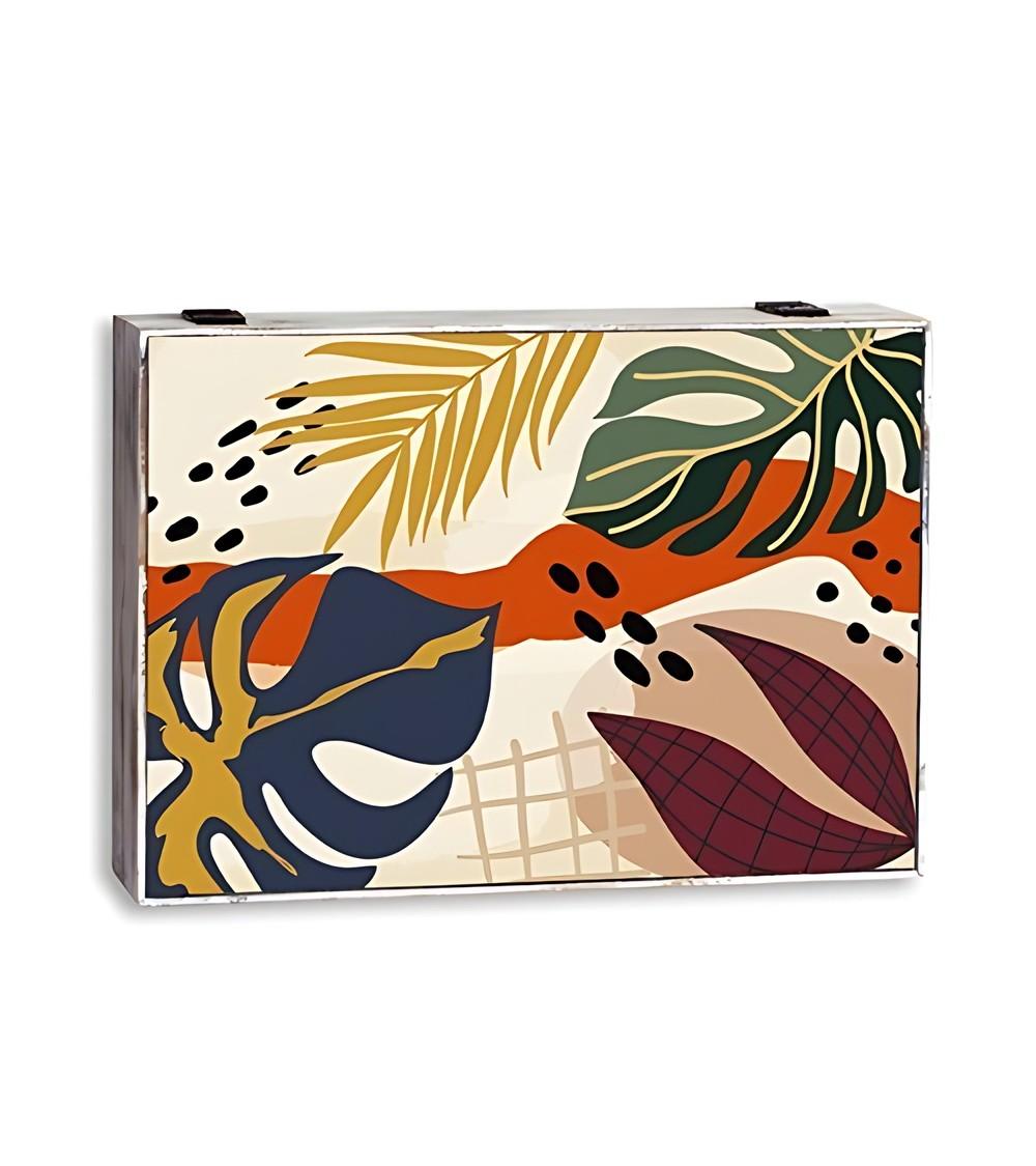 Dcasa Tapa contador luz o cuadro eléctrico de madera Hojas Tropical de 46x6x32 cm