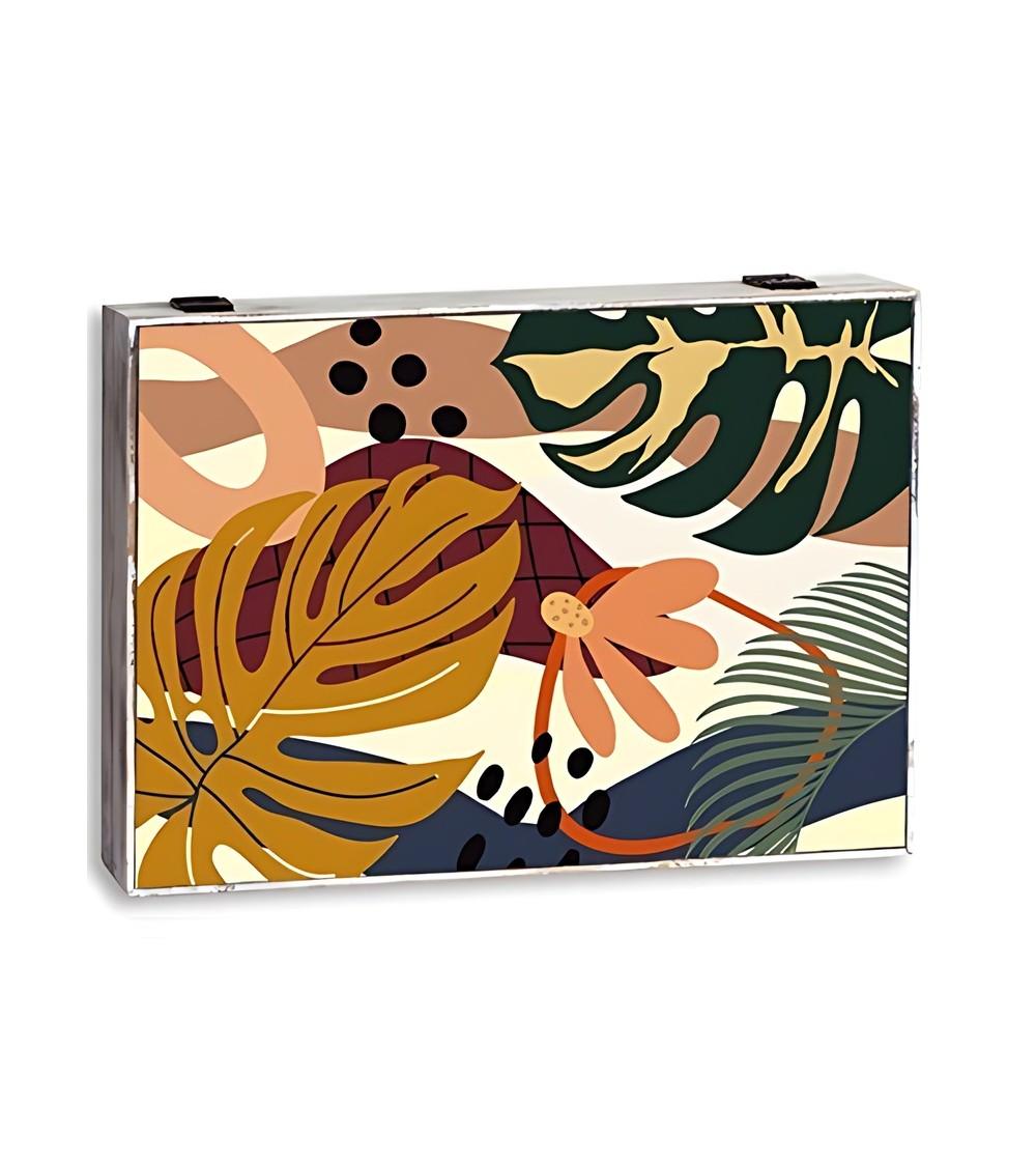 Dcasa Tapa contador luz o cuadro eléctrico de madera Hojas Tropical de 46x6x32 cm