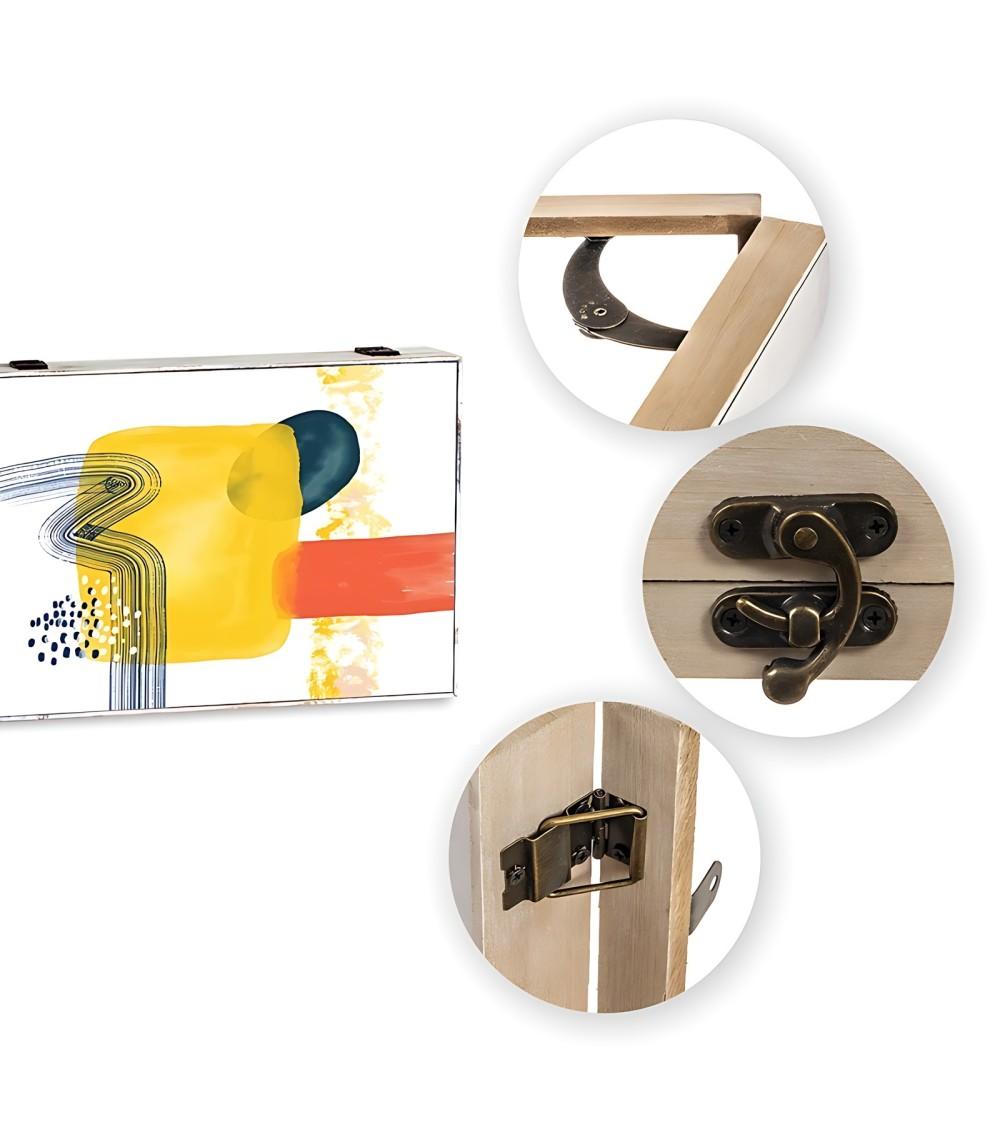 Dcasa Tapa Contador Luz O Cuadro Eléctrico De Madera Pintura Multicolor De 46x6x32 Cm