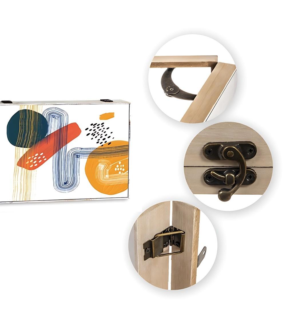 Dcasa Tapa Contador Luz O Cuadro Eléctrico De Madera Pintura Multicolor De 46x6x32 Cm