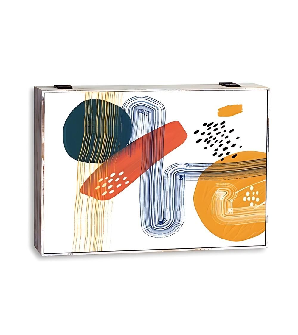 Dcasa Tapa contador luz o cuadro eléctrico de madera pintura multicolor de 46x6x32 cm