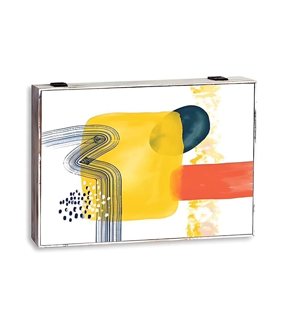 Dcasa Tapa contador luz o cuadro eléctrico de madera pintura multicolor de 46x6x32 cm