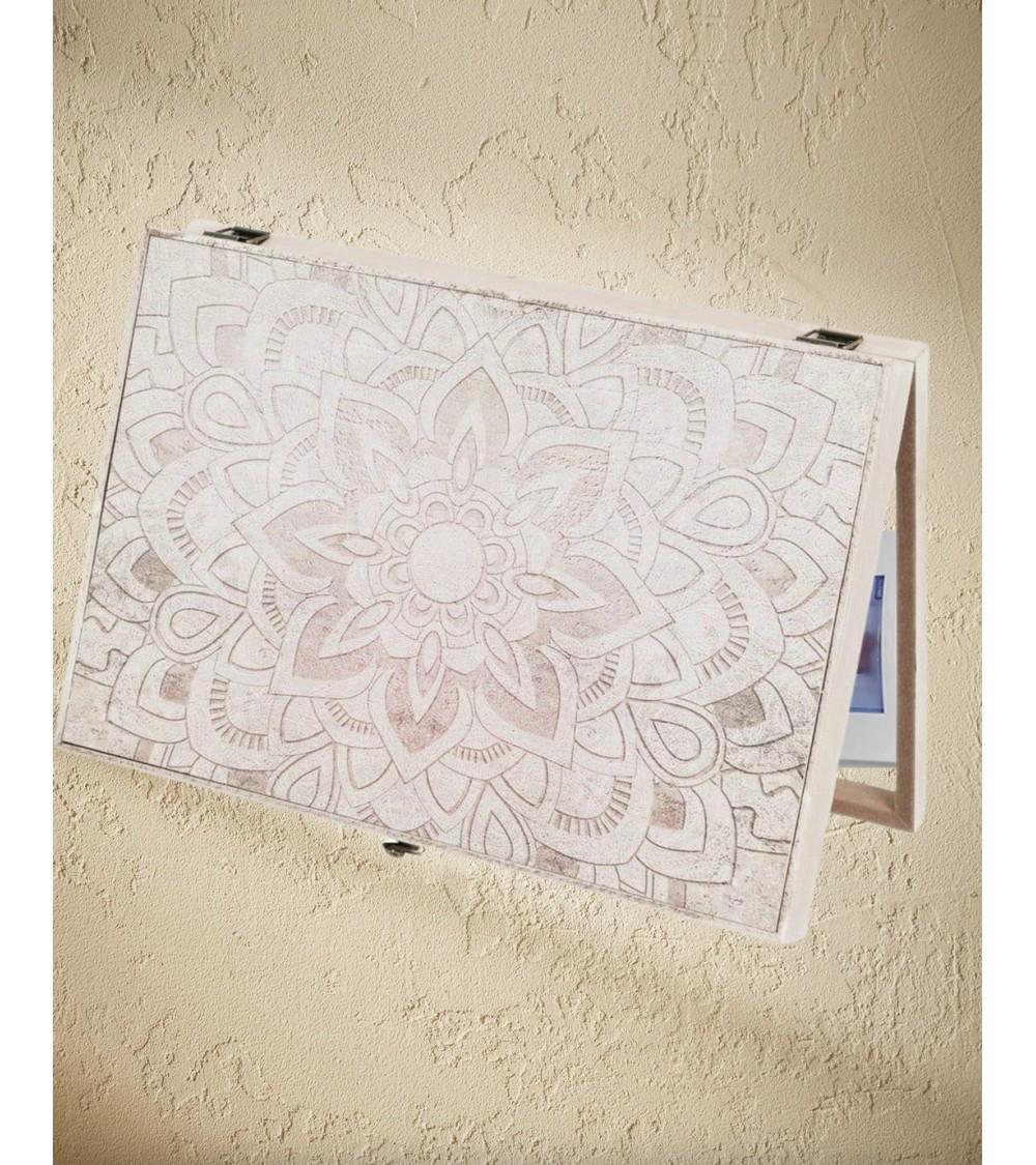 Dcasa Tapa Contador Luz O Cuadro Eléctrico De Mandala De Madera Beige De 46x6x32 Cm