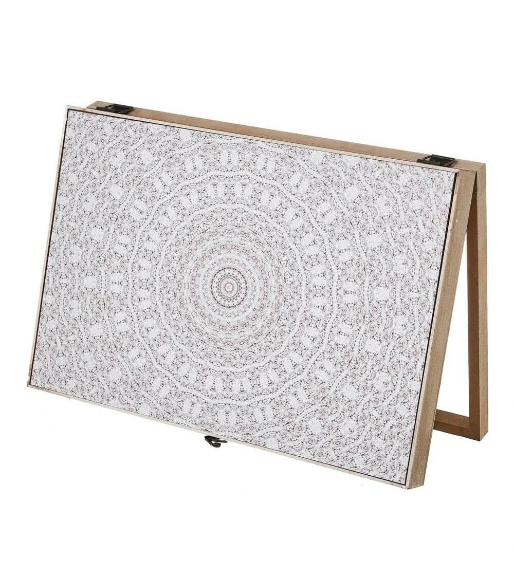 Dcasa Tapa Contador Luz O Cuadro Eléctrico De Mandala De Madera MDF Blanca De 46x6x32 Cm