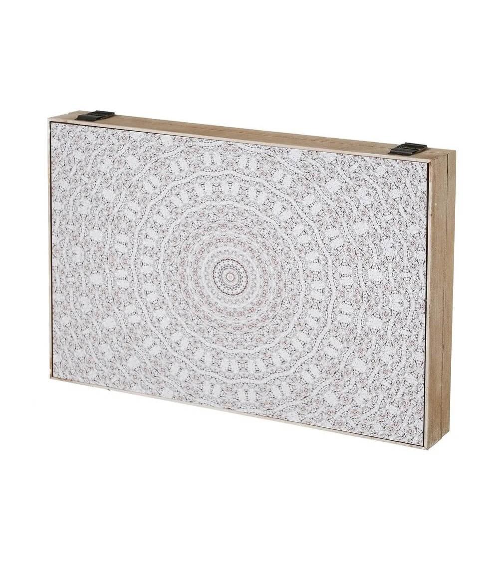 Dcasa Tapa contador luz o cuadro eléctrico de mandala de madera MDF blanca de 46x6x32 cm