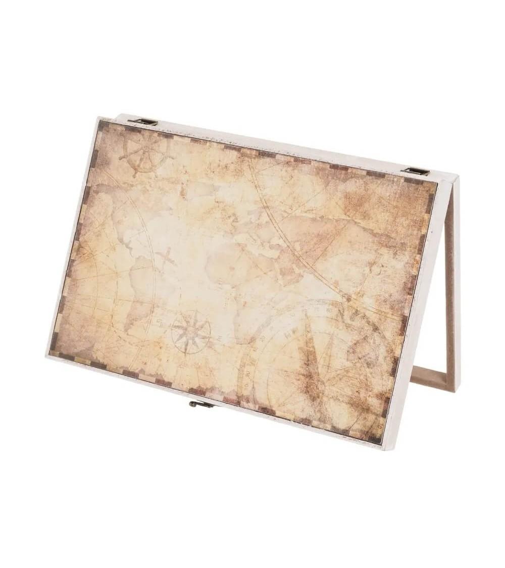 Dcasa Tapa Contador Luz O Cuadro Eléctrico De Mapa Antiguo De Madera MDF Marrón De 46x6x32 Cm