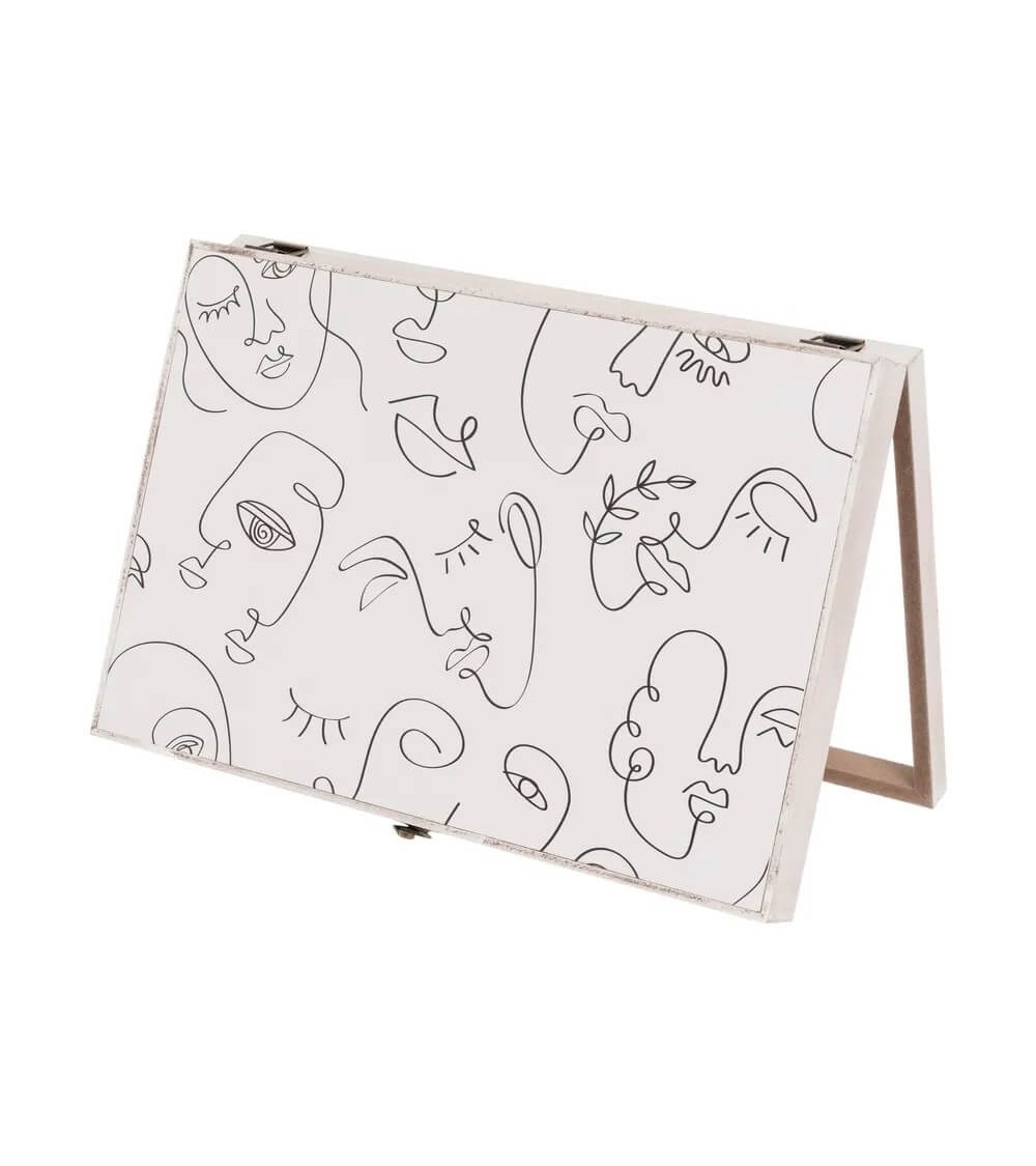 Dcasa Tapa Contador Luz O Cuadro Eléctrico De Rostros De Madera MDF Blanco Y Negro De 46x6x32 Cm