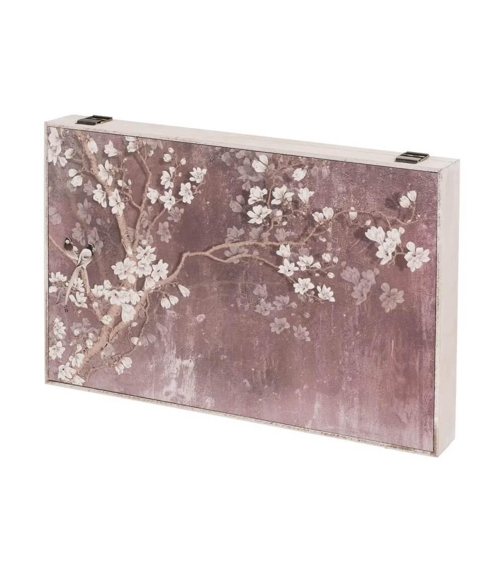 Dcasa Tapa contador luz o cuadro eléctrico floral de madera MDF rosa de 46x6x32 cm