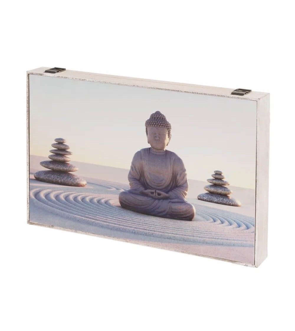 Dcasa Tapa de contador luz o cuadro eléctrico Buda de madera MDF gris de 46x6x32 cm