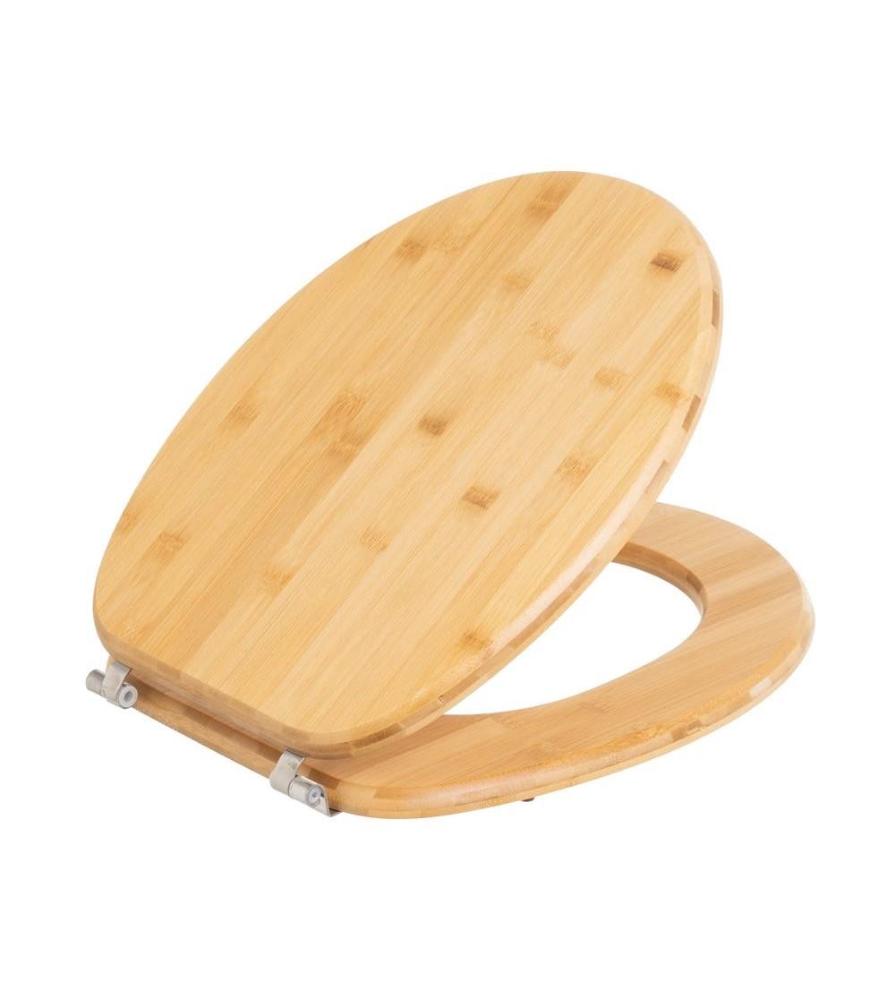 Dcasa Tapa para WC universal original de madera bambú natural con bisagras de acero inoxidable