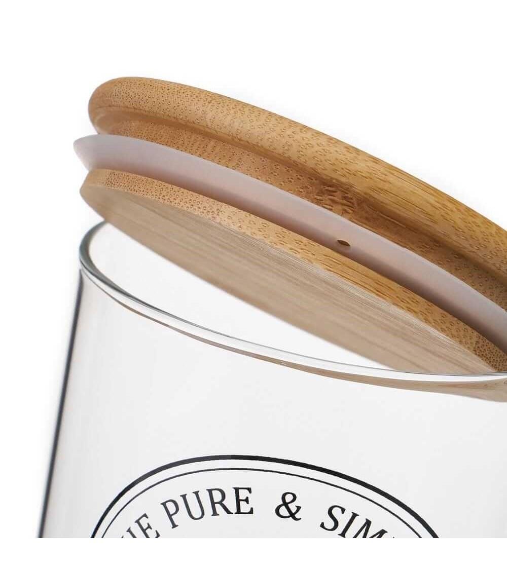 Dcasa Tarro Salero Cristal Borosilicato Con Tapa De Bambu Para Cocina Vintage 700 Ml