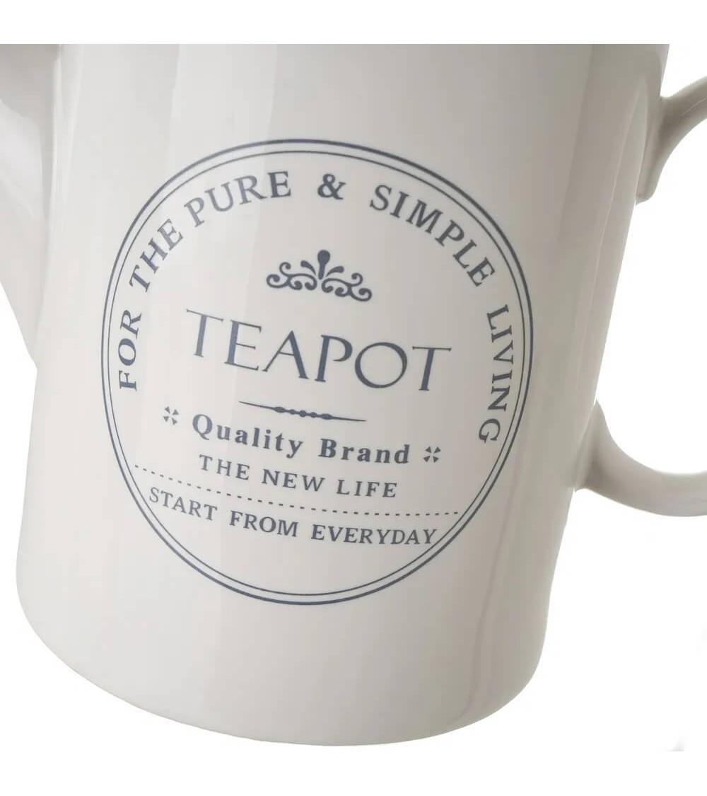 Dcasa Tetera Con Tapa De Stoneware Blanco De 1100 Ml