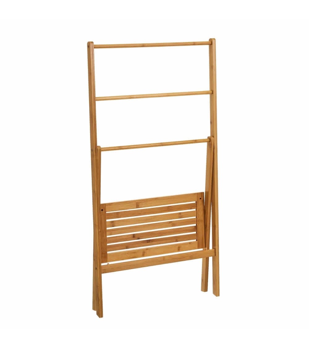 Dcasa Toallero De 1 Estante De Bambú Natural De 53x30x100 Cm