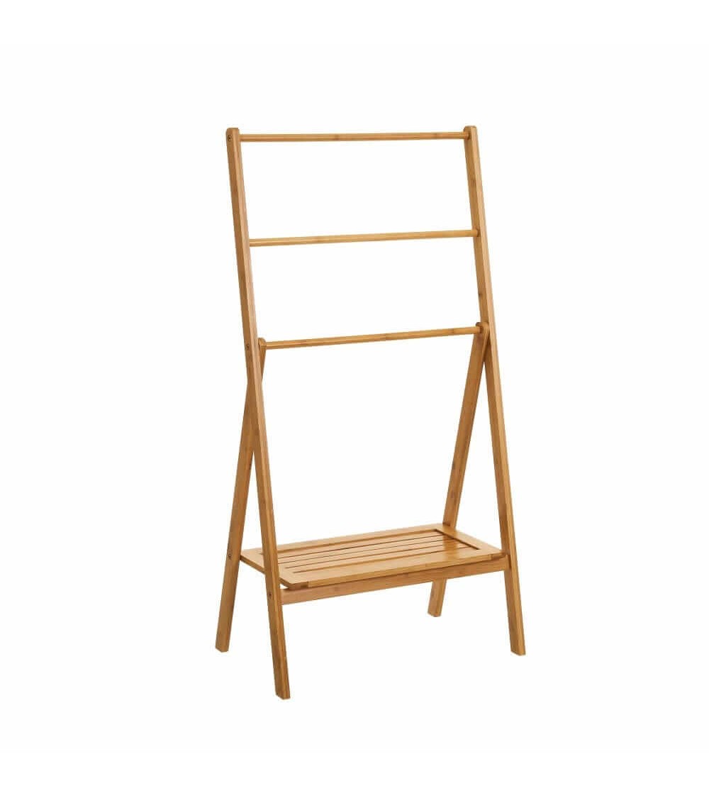Dcasa Toallero de 1 estante de bambú natural de 53x30x100 cm