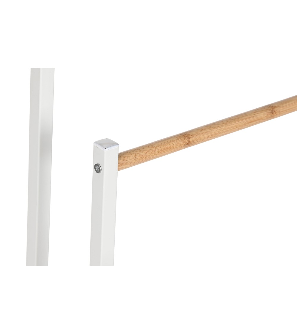Dcasa Toallero De Pie 3 Nivel De Madera Bambú Y Metal Blanco 45x22x85 Cm