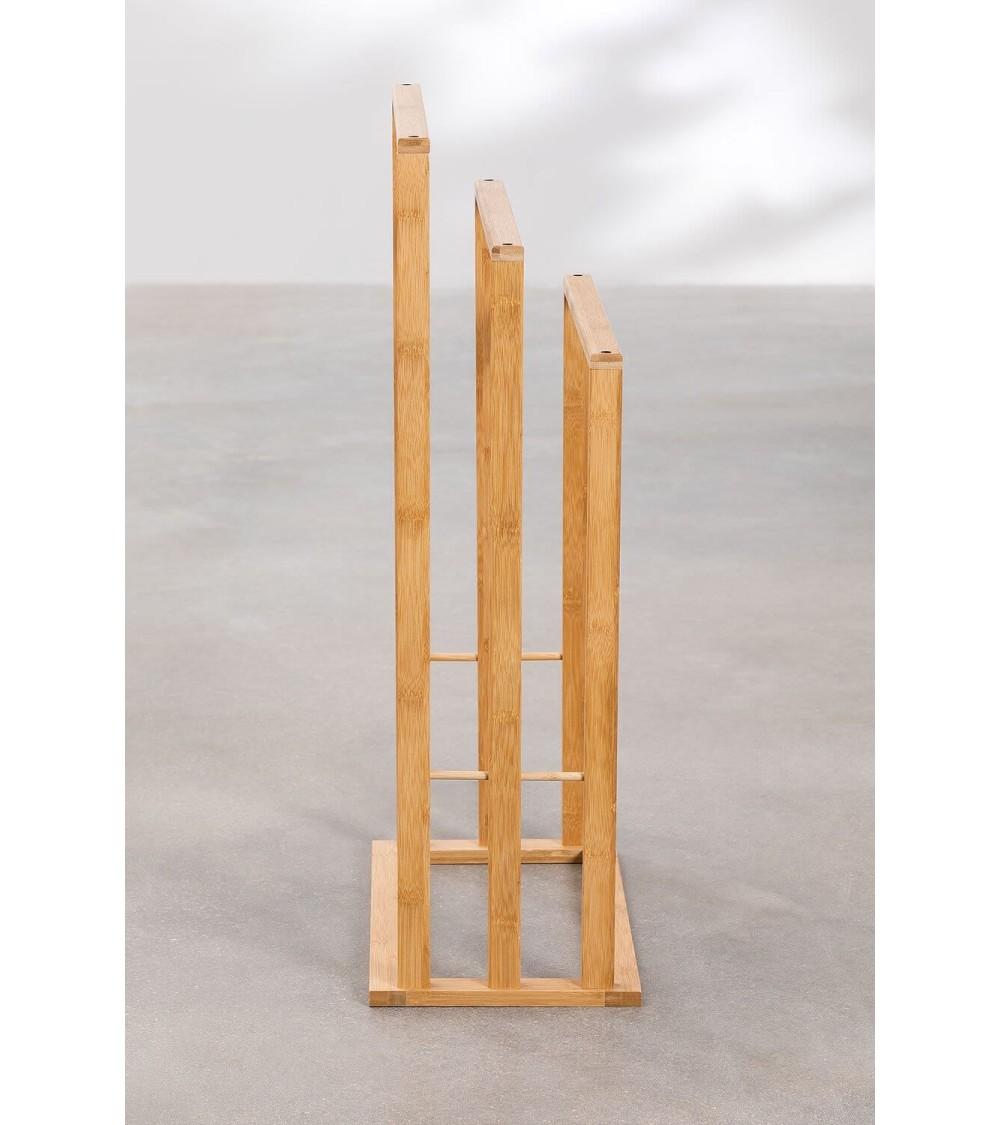 Dcasa Toallero De Pie Múltiple Natural De Madera De Bambú De 40x24x82 Cm