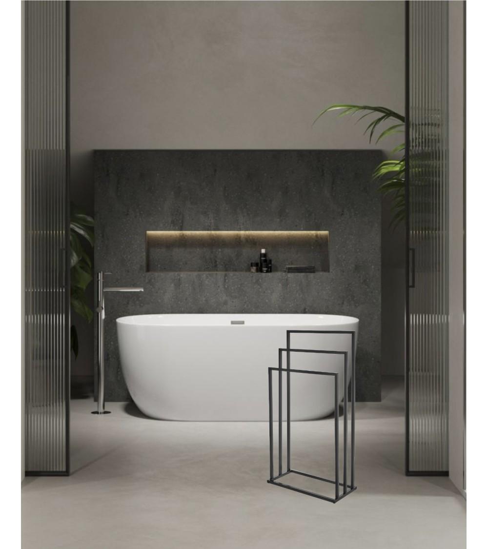 Dcasa Toallero Pie Múltiple Negro De Metal De 45x21x84 Cm