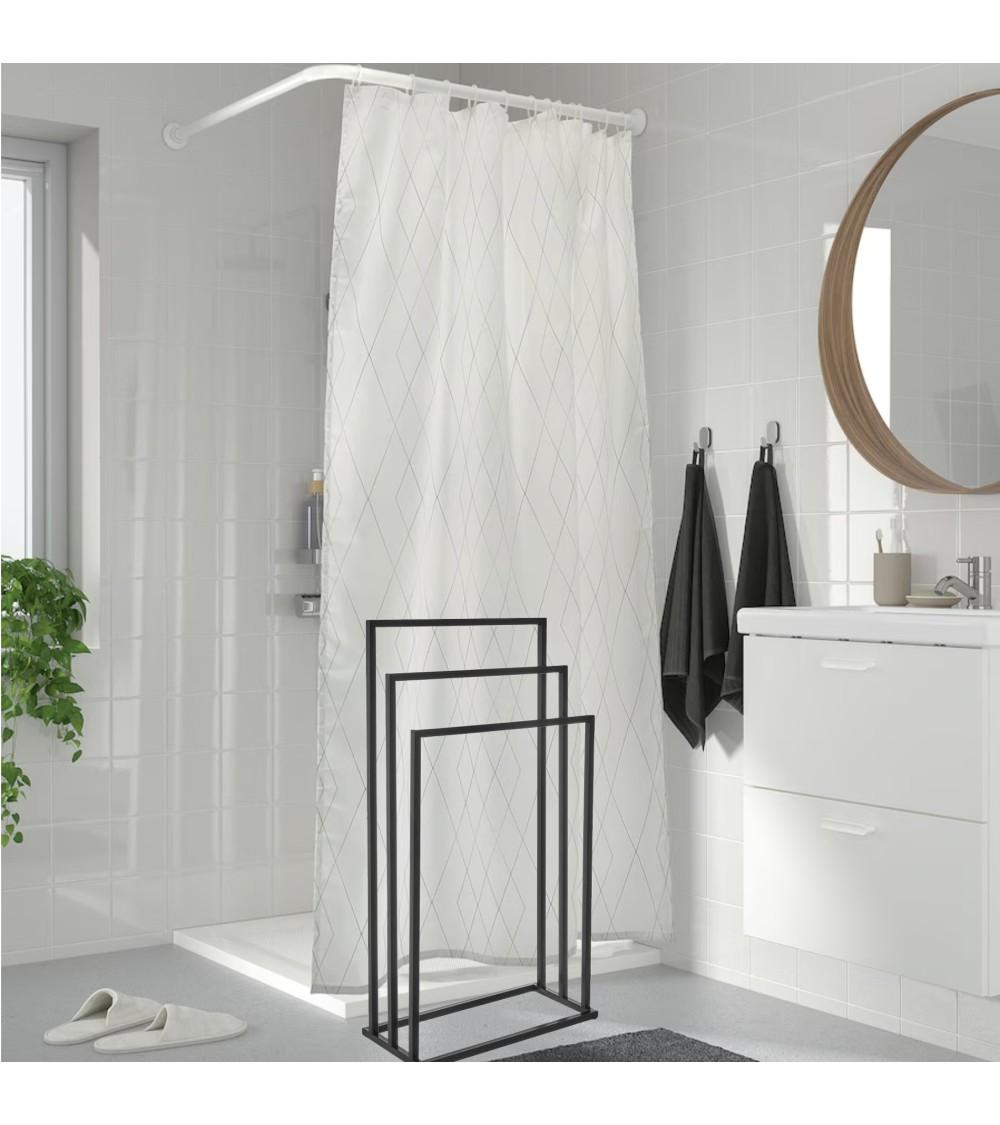 Dcasa Toallero Pie Múltiple Negro De Metal De 45x21x84 Cm