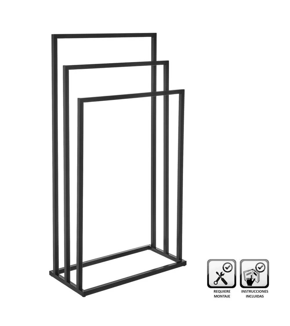 Dcasa Toallero pie múltiple negro de metal de 45x21x84 cm
