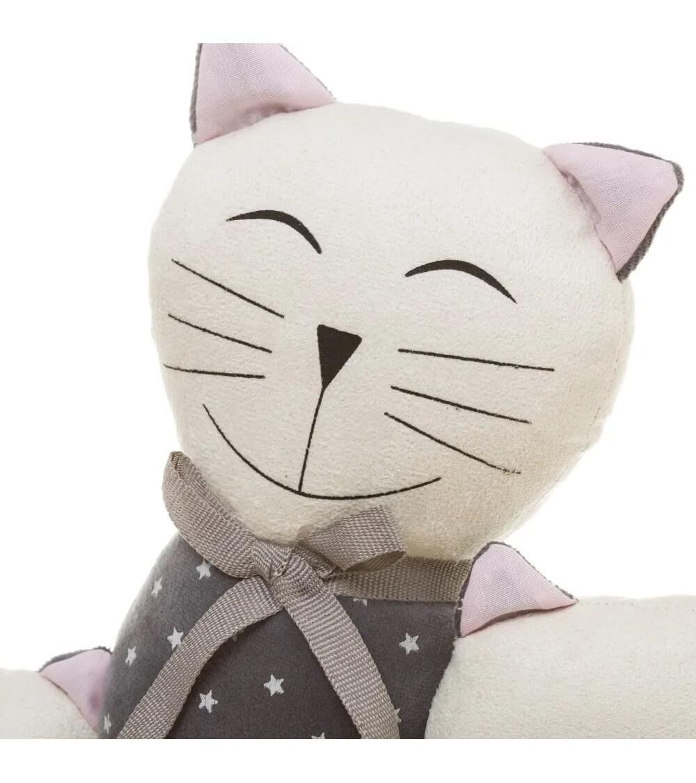 Dcasa Tope De Puerta Gato De Tela Y Gravilla Gris De 26x10x31 Cm