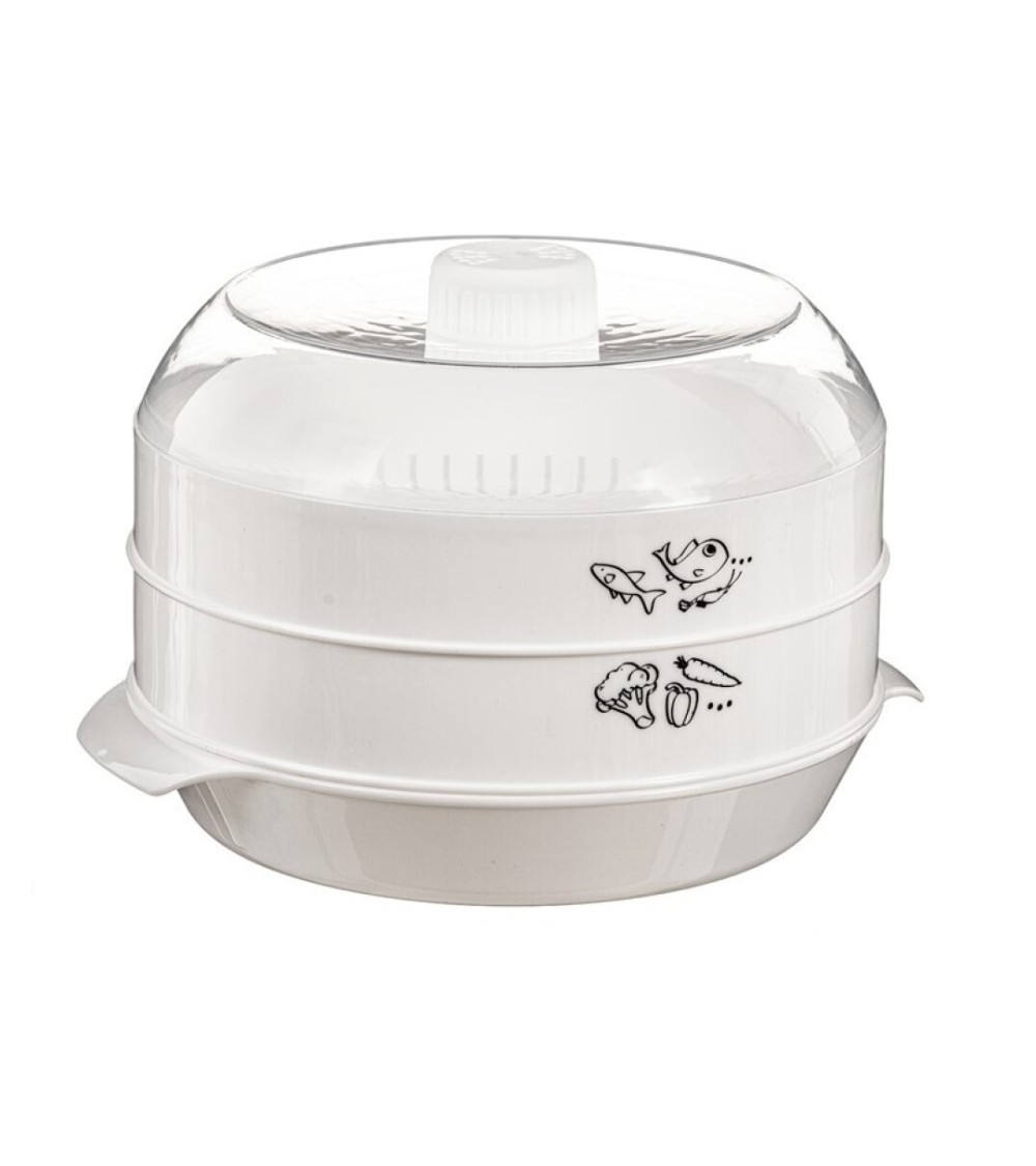 Dcasa Vaporera para microondas color blanca de 21 5 cm