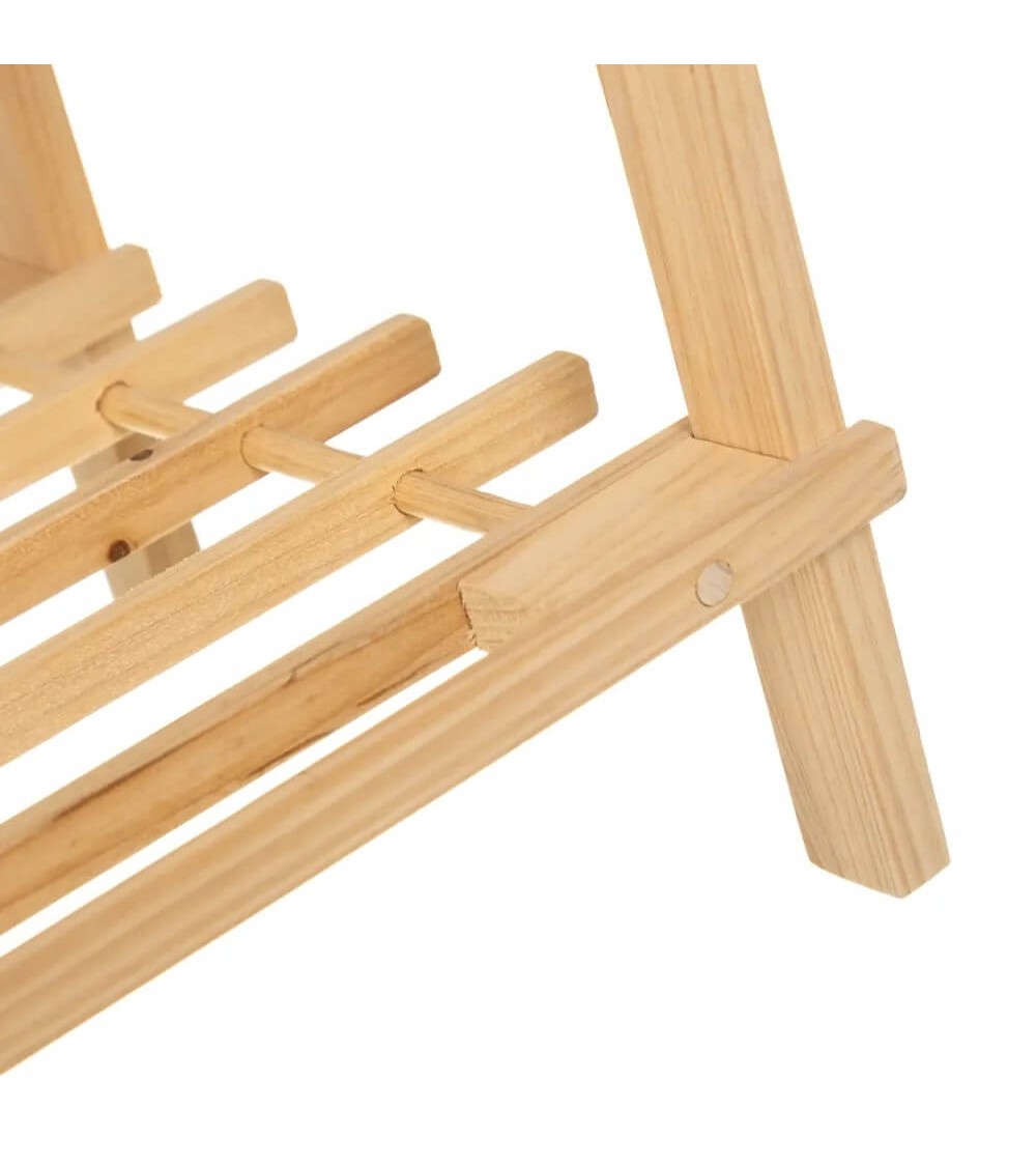 Dcasa Zapatero De Madera De Abeto Natural Claro Con 2 Estantes De 64x26x29 Cm