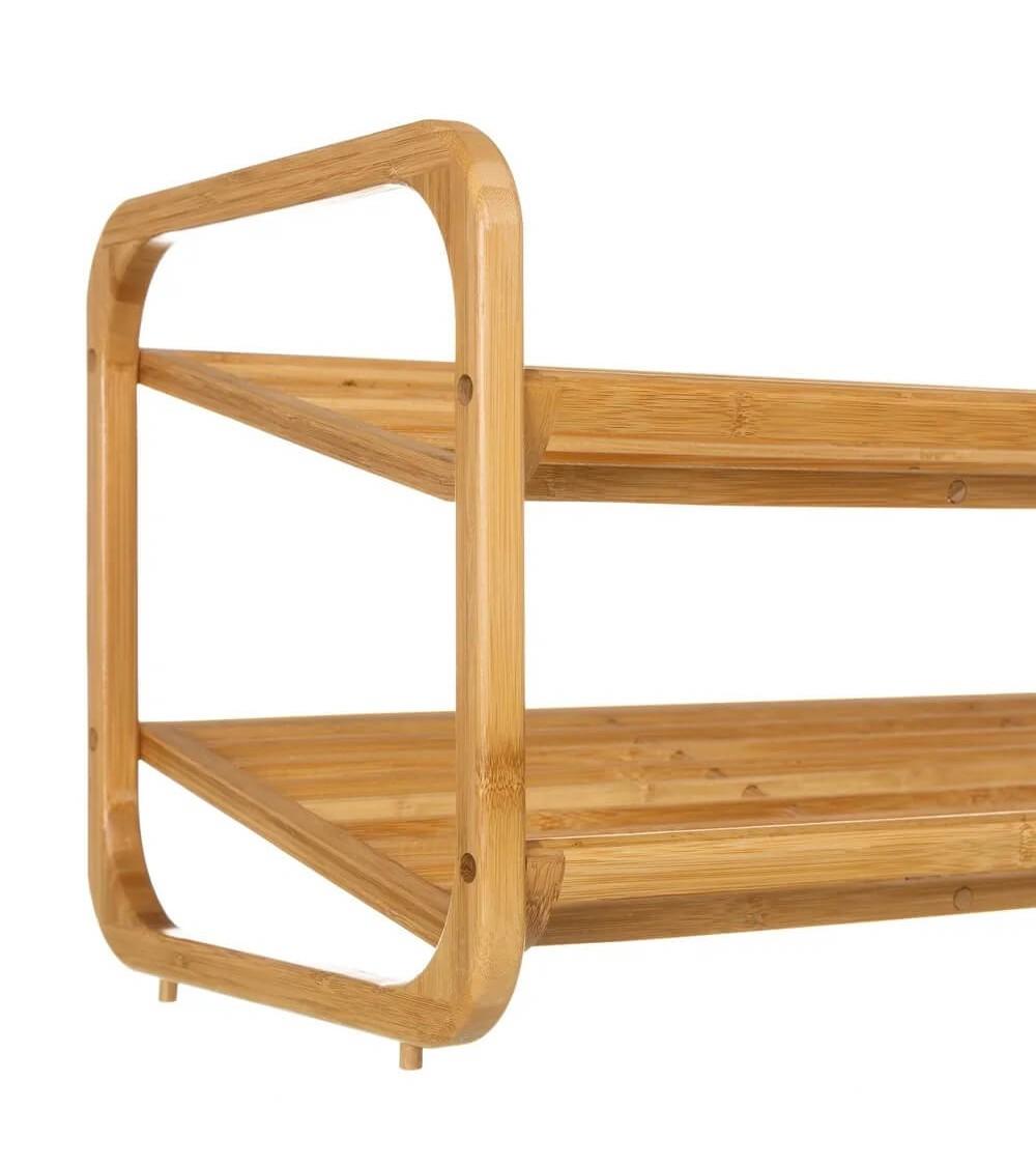 Dcasa Zapatero De Madera De Bambú Natural Con 2 Estantes De 76x33x33 Cm