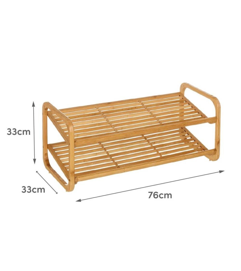 Dcasa Zapatero De Madera De Bambú Natural Con 2 Estantes De 76x33x33 Cm