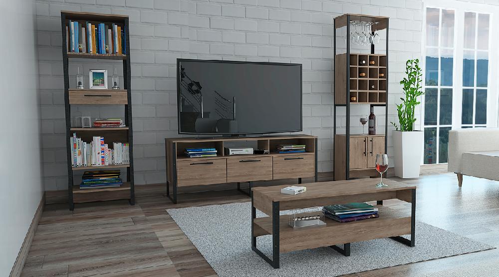 Deco Home Combo Magnum Bar+Biblioteca+Rack TV+Mesa De Centro