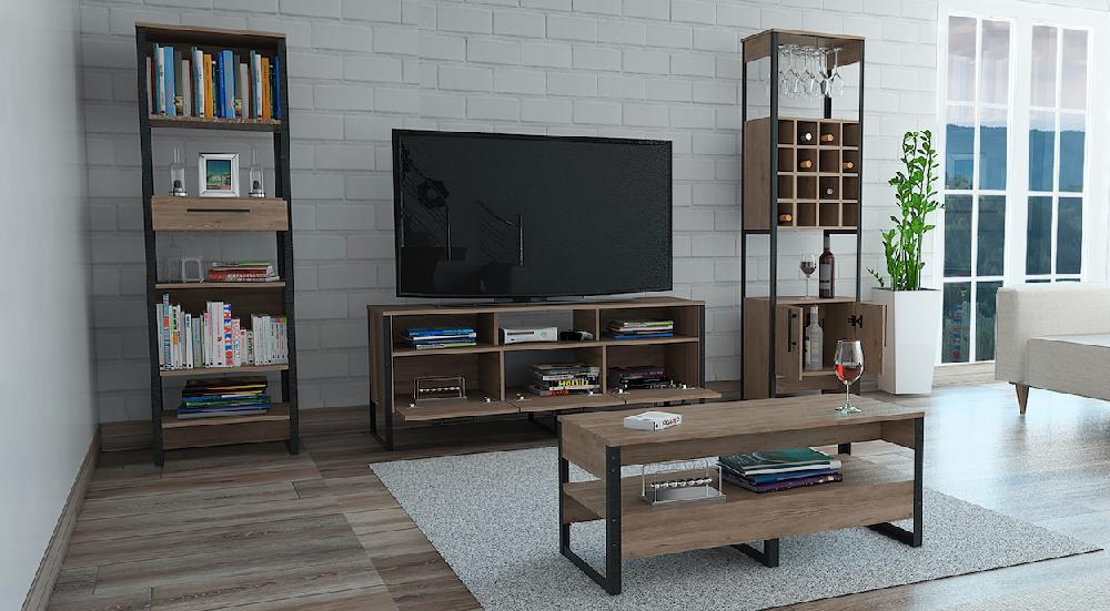 Deco Home Combo Magnum Bar+Biblioteca+Rack TV+Mesa De Centro
