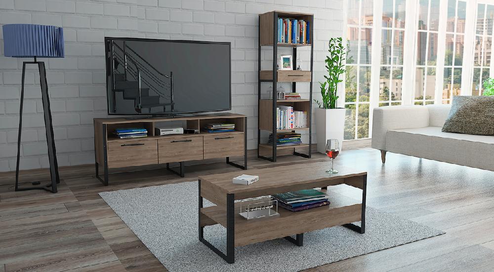 Deco Home Combo Mágnum Biblioteca+Rack De TV+Mesa De Centro