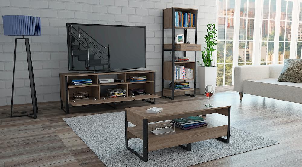 Deco Home Combo Mágnum Biblioteca+Rack De TV+Mesa De Centro