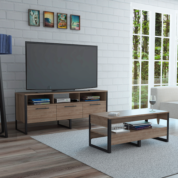 Deco Home Combo Rack De TV + Mesa De Centro Mágnum