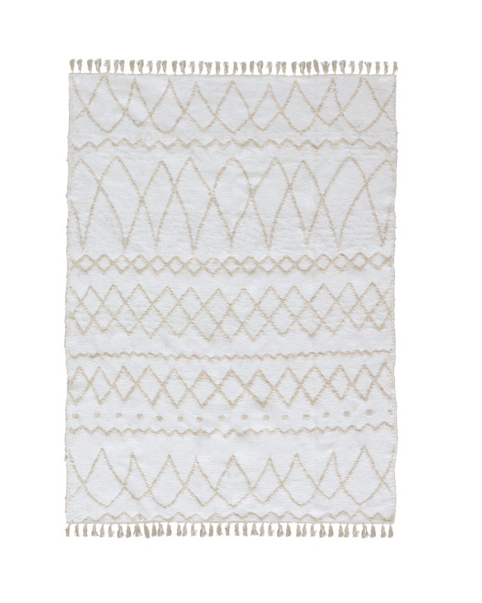 Deco Wood Alfombra De Algodón Y Yute Blanca De 170x240cm
