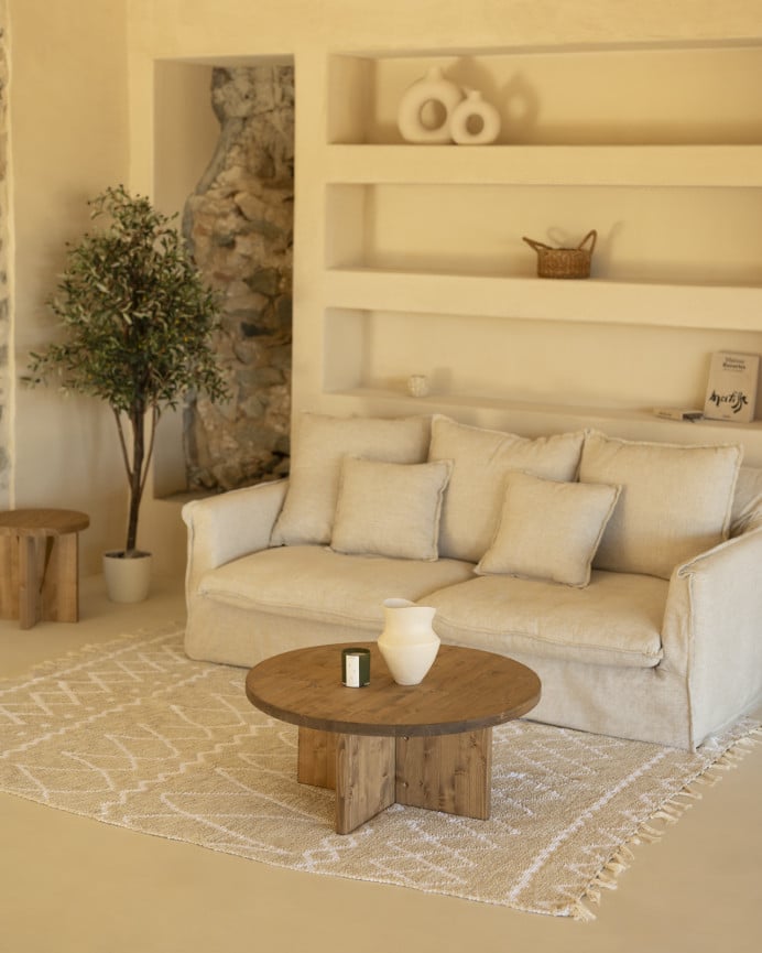 Deco Wood Alfombra De Algodón Y Yute Blanca De 170x240cm