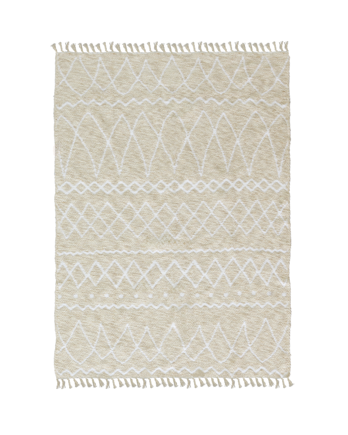 Deco wood Alfombra de algodón y yute blanca de 170x240cm