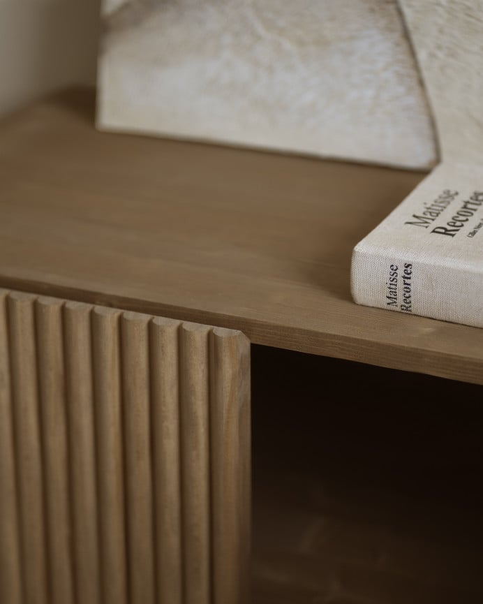 Deco Wood Aparador De Madera De Abeto Y Pino En Tono Roble Oscuro 152x42cm