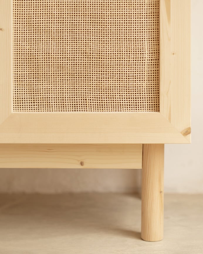 Deco Wood Aparador Elaborado Con Madera De Abeto Y Tejido De Médula De Ratán De 100x81