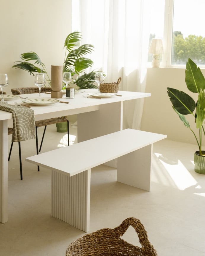 Deco Wood Banco De Madera Maciza En Tono Blanco De 120cm