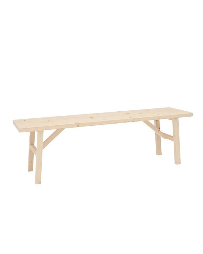 Deco wood Banco de madera maciza en tono natural de 115cm