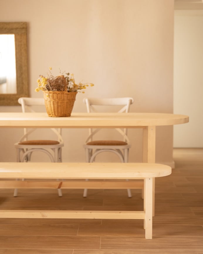 Deco Wood Banco De Madera Maciza En Tono Natural De 120cm