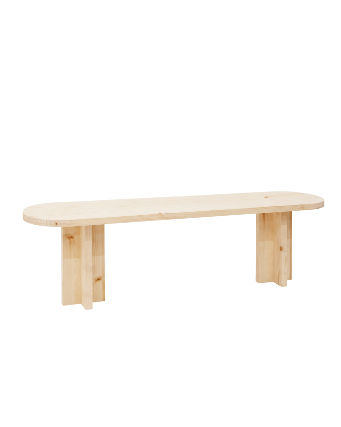 Deco wood Banco de madera maciza en tono natural de 120cm