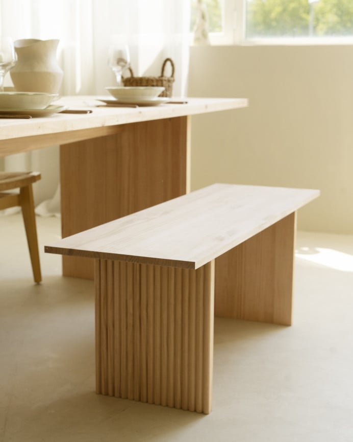 Deco Wood Banco De Madera Maciza En Tono Natural De 120cm