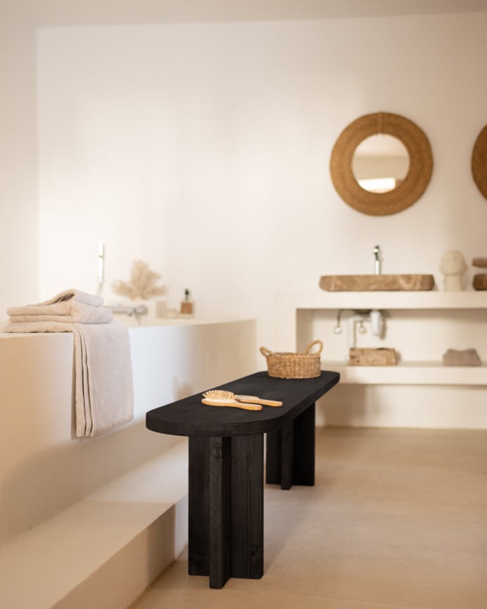 Deco Wood Banco De Madera Maciza En Tono Negro De 120cm