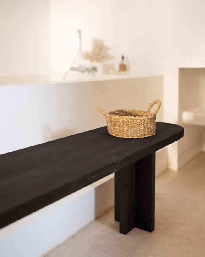 Deco Wood Banco De Madera Maciza En Tono Negro De 120cm