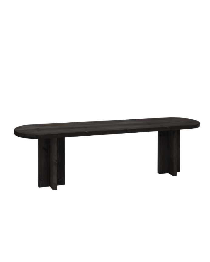 Deco wood Banco de madera maciza en tono negro de 120cm