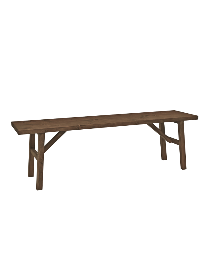 Deco wood Banco de madera maciza en tono nogal de 115cm