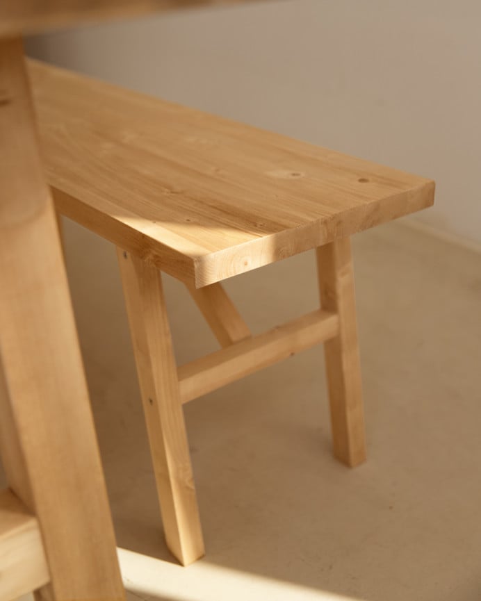 Deco Wood Banco De Madera Maciza En Tono Roble Medio De 115cm